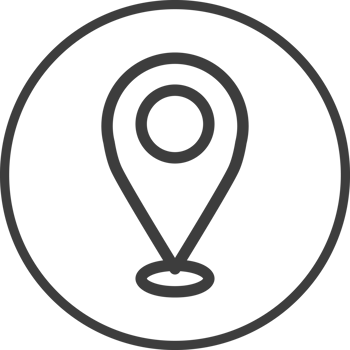 check in location icon in thin line black circle frames. png