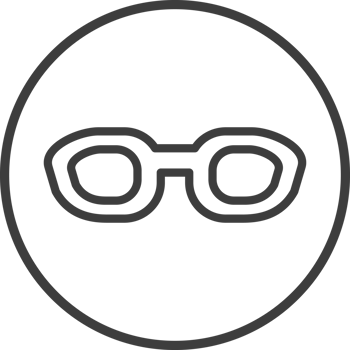 sunglasses icon in thin line black circle frames. png