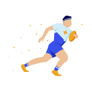 Rugby player. Cartoon Rugby player in action and motion. png