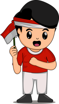 cute boy waving indonesian flag. people celebrate indonesia independence day png