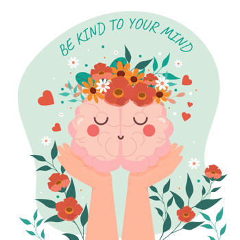 Mental Health Awareness Concept with Two Hands Carrying Cute Brain png