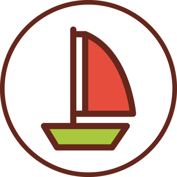 sailboat flat icon in circle. png