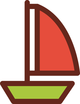 sailboat flat icon 3 colors. png