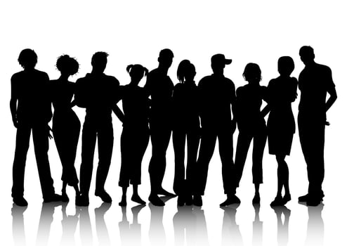 silhouette of a crowd of people vector