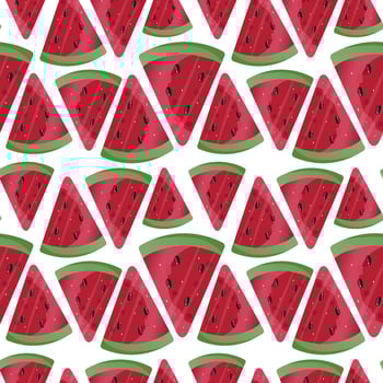 Sweet watermelon on white background with. Summer seamless pattern. Bright print for fabric. Fashion tropics funny wallpapers vector