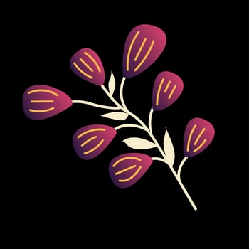 A twig on a black background. Vector illustration. Can be used for various design projects, such as nature-themed artworks, botanical posters
