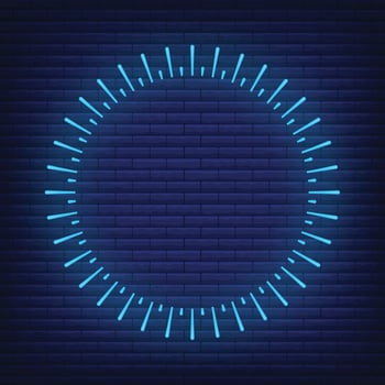 Retro design light sunburst neon style glow geometric shape, vintage rays sunlight explosion icon concept vector illustration, isolated on black wall.