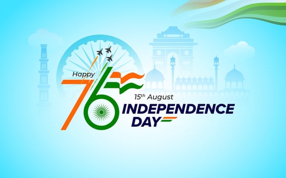 Happy Indian Independence day vector greeting with lettering