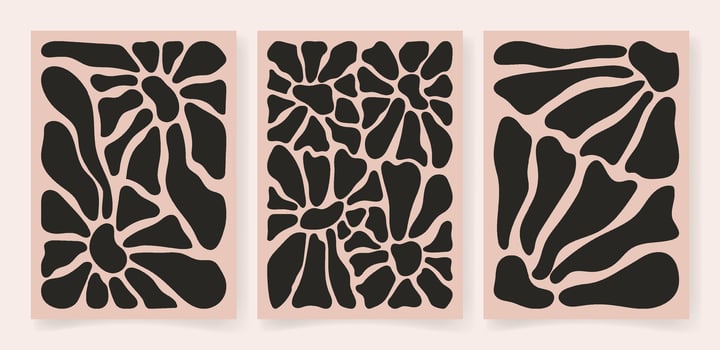 Abstract contemporary floral poster set in Matisse style vector