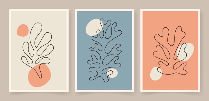 Contemporary organic shapes minimalist in Matisse style for wall decor vector