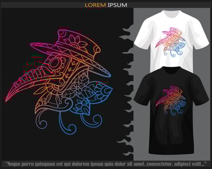 Gradient Colorful of plague mandala arts isolated on black and white t shirt. vector