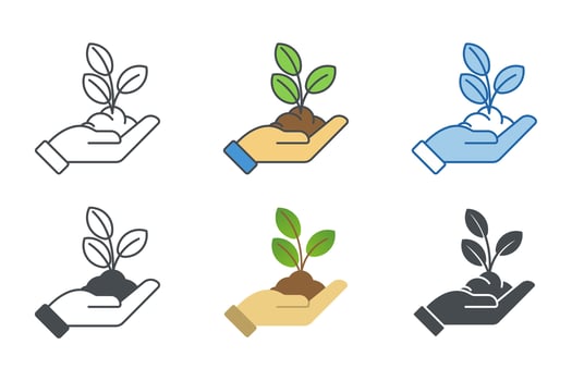 Plant in hand, Eco Care Icon symbol template for graphic and web design collection logo vector illustration