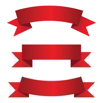 vector red ribbon and banner tag sign label  bow art celebration