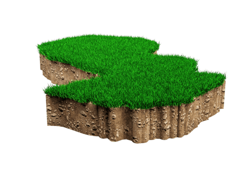 Paraguay map soil land geology cross section with green grass and Rock ground texture 3d illustration png