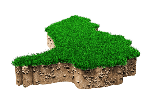 Liechtenstein map soil land geology cross section with green grass and Rock ground texture 3d illustration png