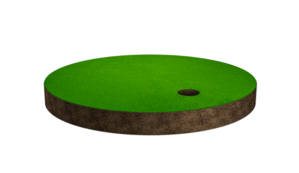 3d golf field on green grass island Elite sport banner Cross section 3d illustration png