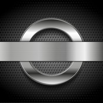 Abstract metallic hi-tech design on perforated background vector