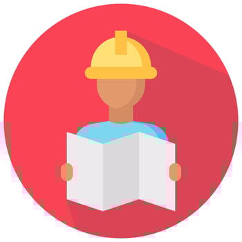 architect avatar vector round flat icon
