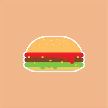 hamburger flat design vector illustration. junk food and fast food icon for restaurant