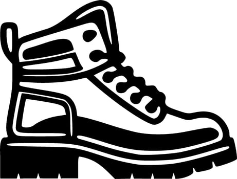 Hiking boots black outlines vector illustration