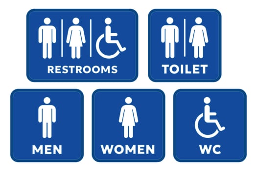 public toilet sign vector illustration set Man and woman and wheelchair