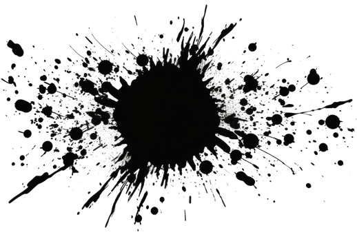 Black splash isolated. Illustration png