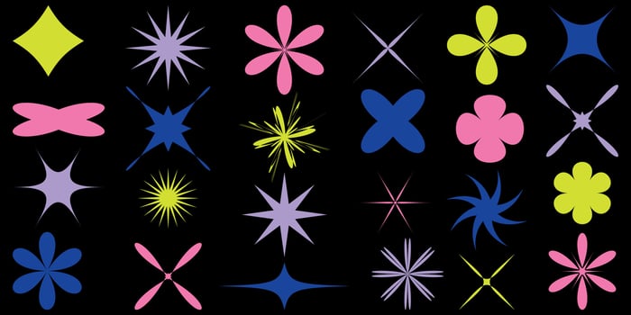 Shape set y2k style for banner.Trendy 90s.Y2k aesthetic.Shape set y2k style for decoaration.Trendy geometric forms.Simple shapes.Shape set y2k style for poster. vector