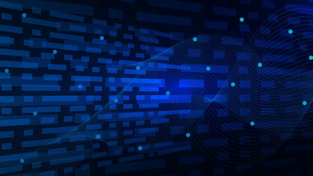 Connecting dots and lines with wave flow background. Big data visualization, global network connection, social networking and digital communication technology design concept. Vector illustration.