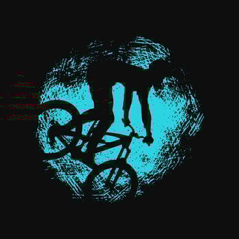 silhouette of mountain bike with grunge brush strokes vector