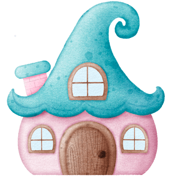 Cute pink elf house png