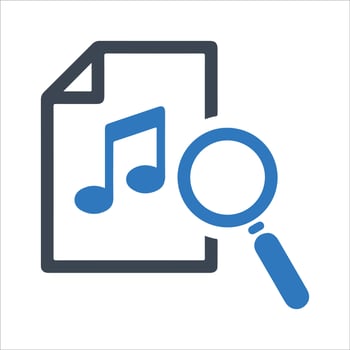Search Music File Icon. Vector and glyph