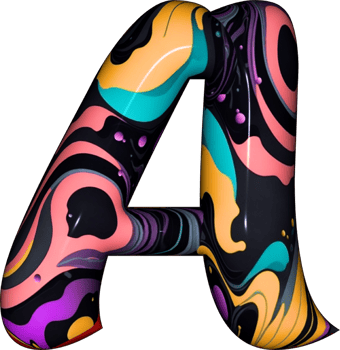 alphabet letters with abstract liquid design. png