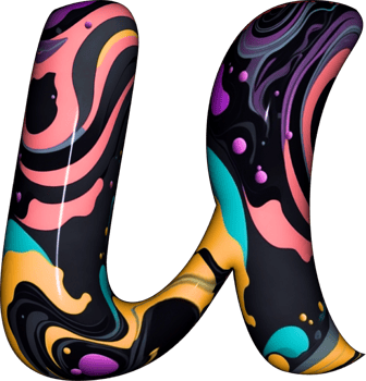 alphabet letters with abstract liquid design. png