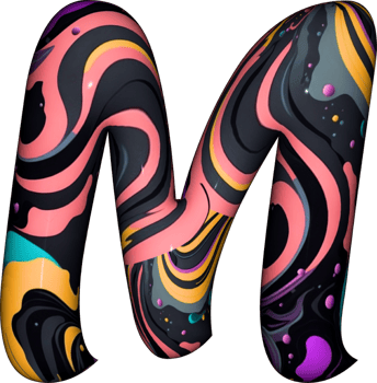alphabet letters with abstract liquid design. png