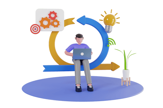 3d illustration of business workflow. Concept of workflow process, project implementation. programmer workflow 3d illustration png