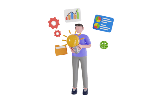 3D Illustration of Generating Creative Ideas. concept of idea, brainstorm, thinking, solution. 3d illustration png
