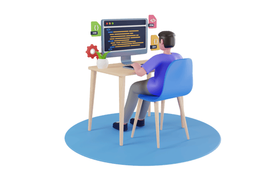 Concept of script coding and programming web site. programmer coding a new project using computer. 3d illustration png
