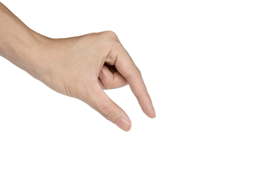 hands as if holding something between thumb isolated with clipping path png