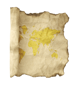 ancient scroll map, isolated with clipping path png