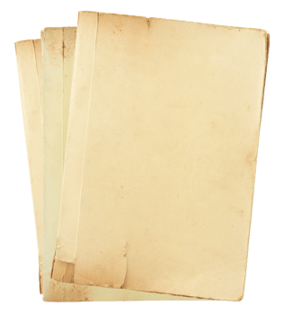 Pile of old book pages isolated with clipping path for mockup png