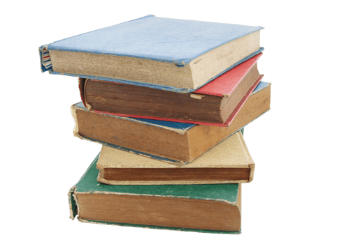 Pile of old books isolated with clipping path for mockup png