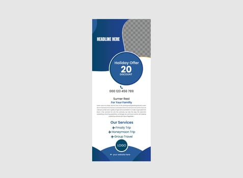 Roll Up Banner Design Template For Travel Agency . vector