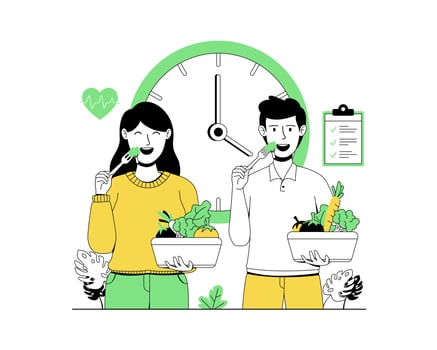 Concept of intermittent fasting. Diet plan and healthy food vector illustration
