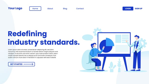 Landing page company business template in flat design vector illustration concept