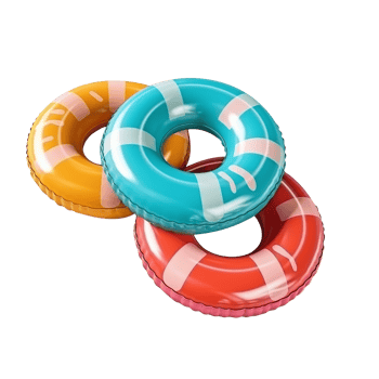 Multi color inflatable floats isolated on transparent background png
