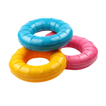 Multi color inflatable floats isolated on transparent background png