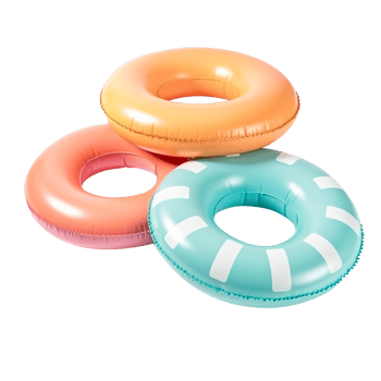 Multi color inflatable floats isolated on transparent background png