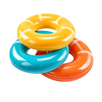 Multi color inflatable floats isolated on transparent background png