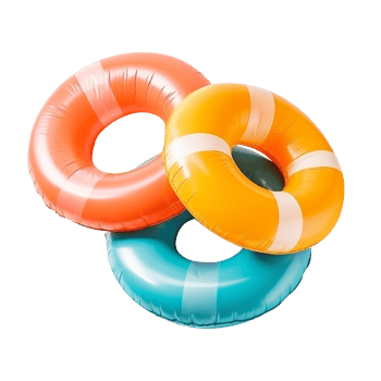 Multi color inflatable floats isolated on transparent background png