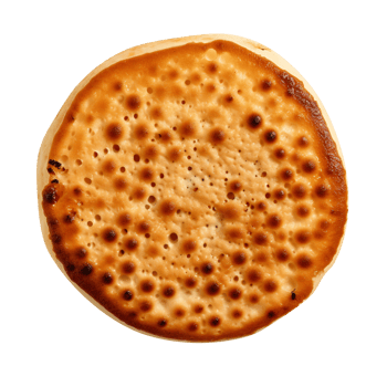 Freshly baked pan bread on png background